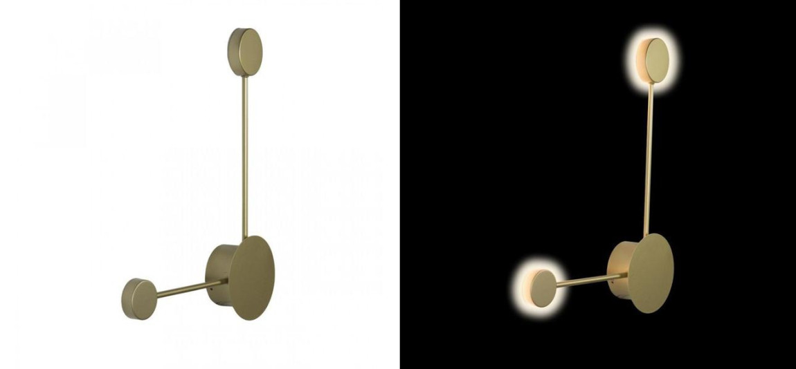 Бра Лофт Vibia Pin Wall Light 2 плафона Золотой матовый цвет