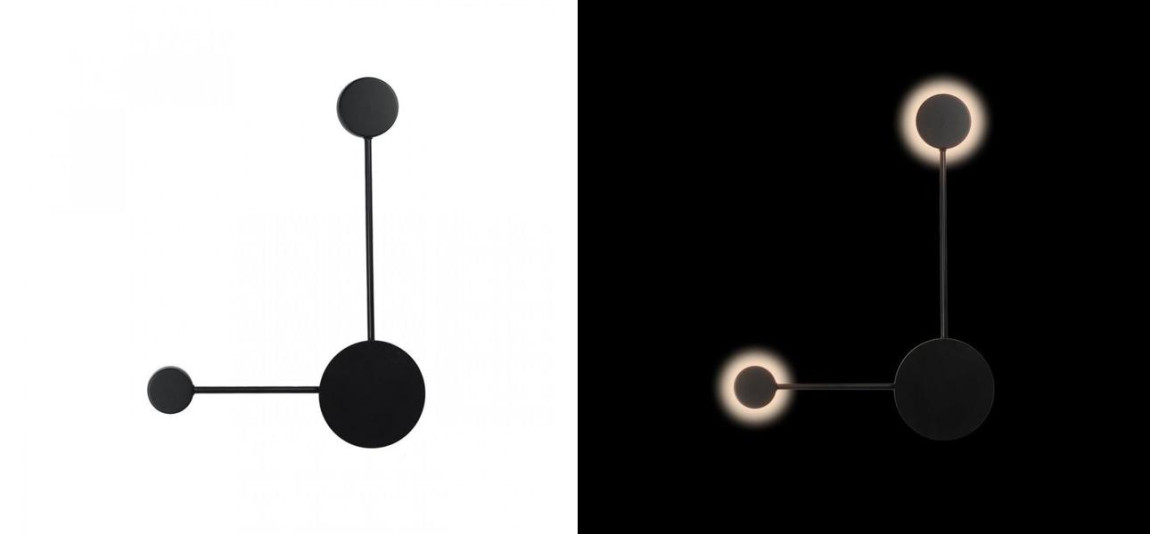 Бра Лофт Vibia Pin Wall Light 2 плафона Черный цвет