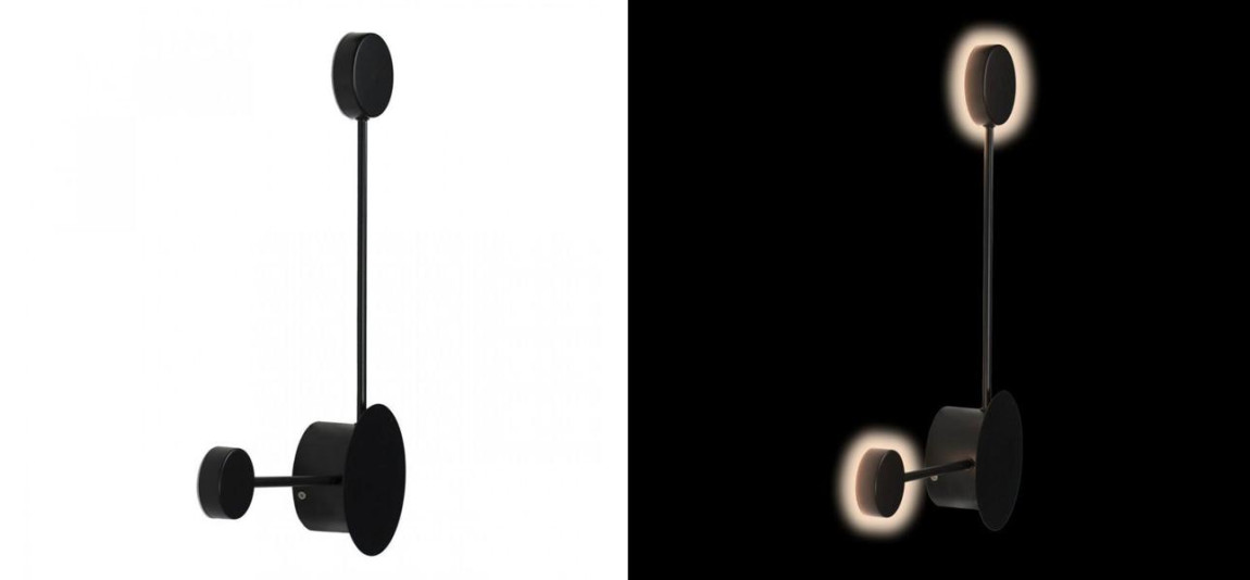 Бра Лофт Vibia Pin Wall Light 2 плафона Черный цвет