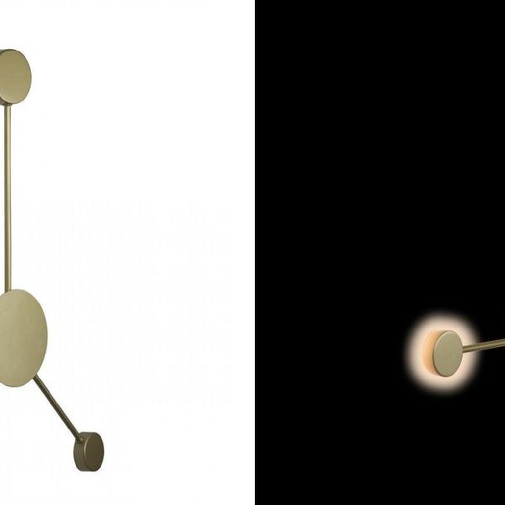 Бра Лофт Vibia Pin Wall Light 3 плафона Золотой матовый цвет