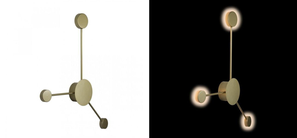 Бра Лофт Vibia Pin Wall Light 3 плафона Золотой матовый цвет