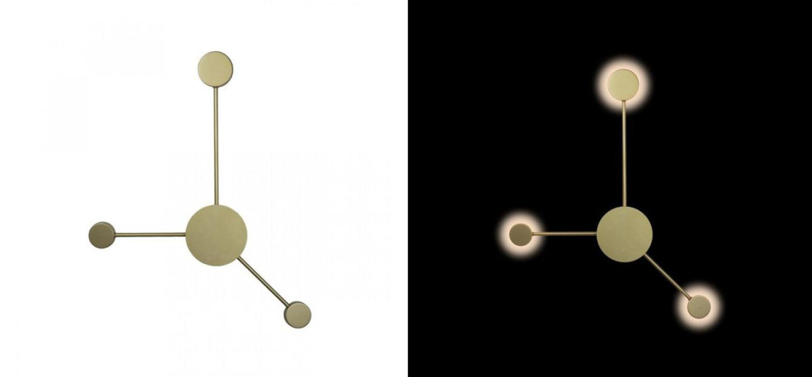 Бра Лофт Vibia Pin Wall Light 3 плафона Золотой матовый цвет