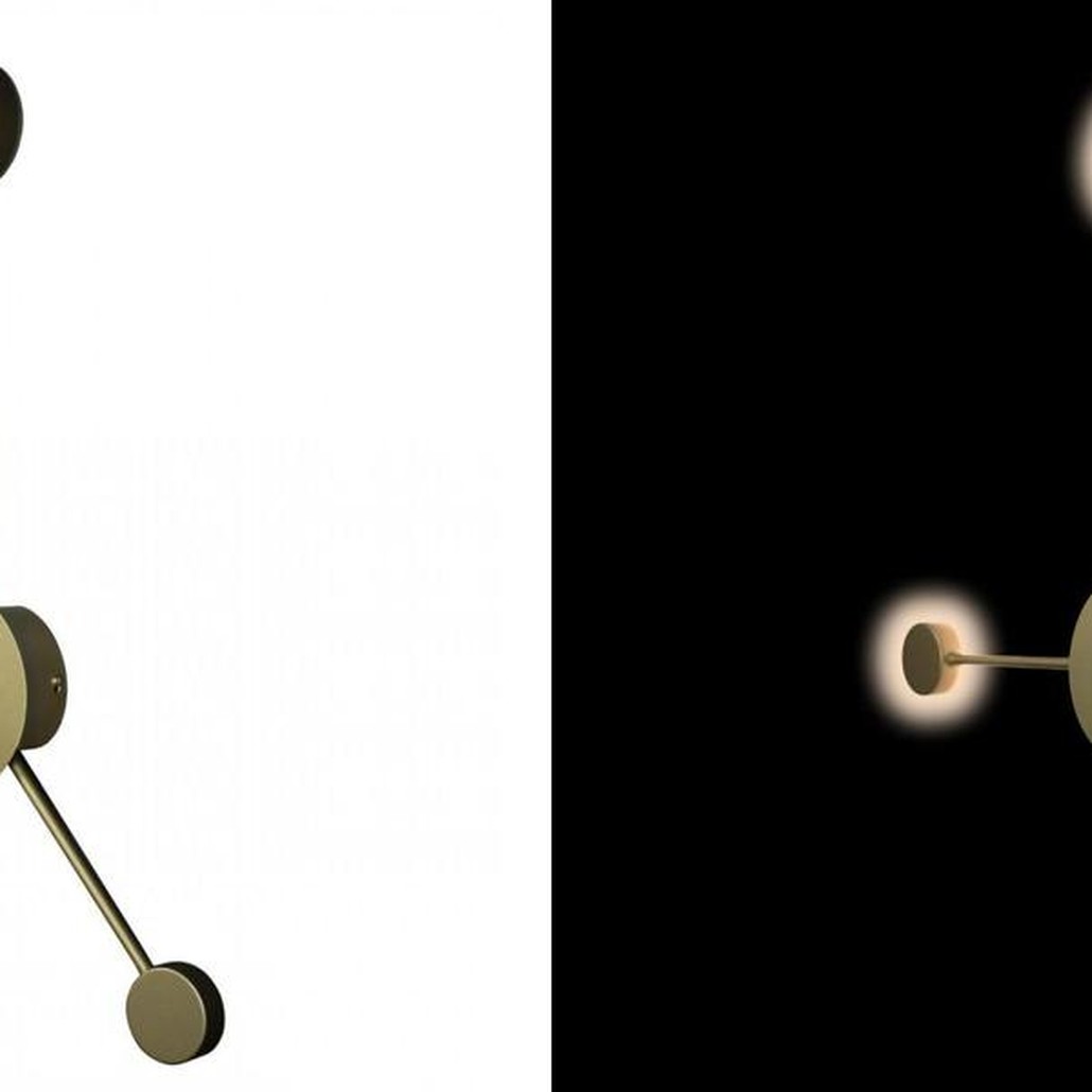 Бра Лофт Vibia Pin Wall Light 3 плафона Золотой матовый цвет