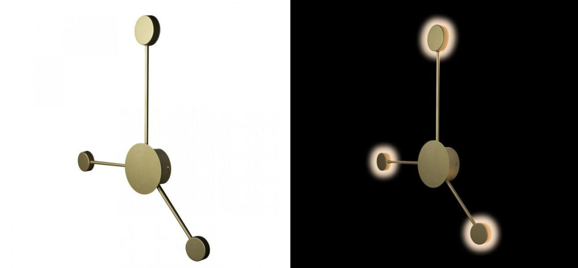 Бра Лофт Vibia Pin Wall Light 3 плафона Золотой матовый цвет