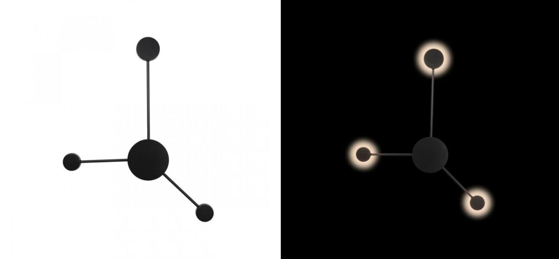 Бра Лофт Vibia Pin Wall Light 3 плафона Черный цвет