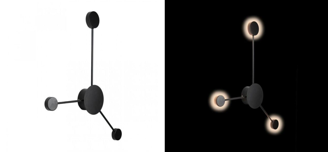 Бра Лофт Vibia Pin Wall Light 3 плафона Черный цвет