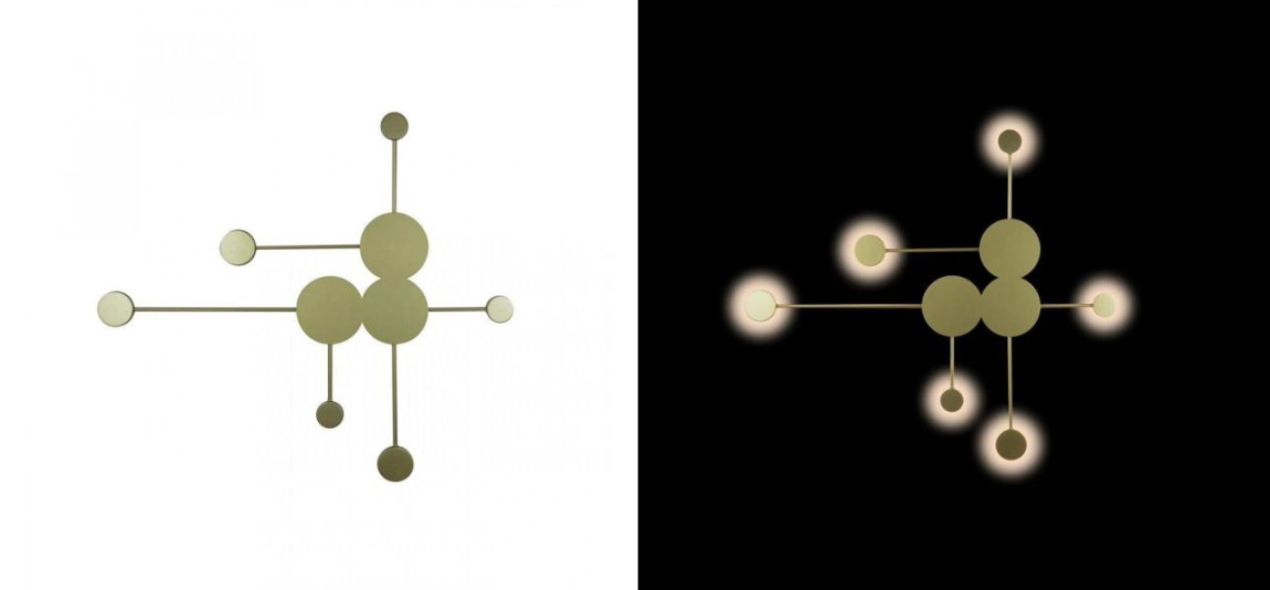 Бра Лофт Vibia Pin Wall Light 6 плафонов Золотой матовый цвет