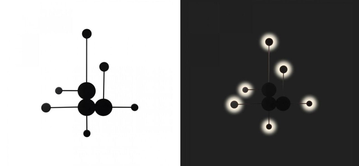 Бра Лофт Vibia Pin Wall Light 6 плафонов Черный цвет