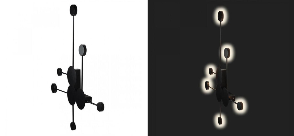 Бра Лофт Vibia Pin Wall Light 6 плафонов Черный цвет