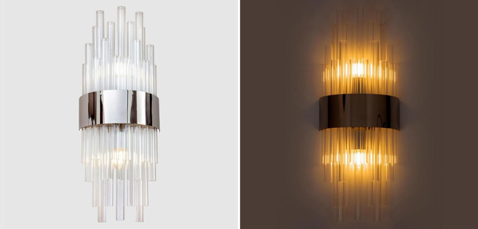 Бра на 2 лампы Flutes Black