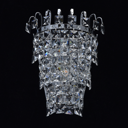 Бра настенное цвета хром с прозрачными квадратными хрустальными подвесками Crystal Regena