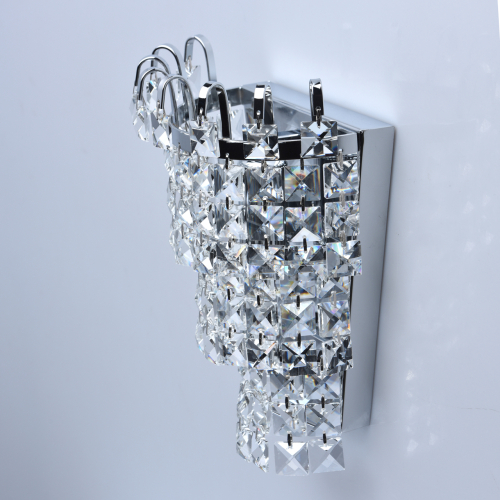Бра настенное цвета хром с прозрачными квадратными хрустальными подвесками Crystal Regena