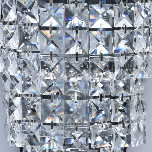 Бра настенное цвета хром с прозрачными квадратными хрустальными подвесками Crystal Regena