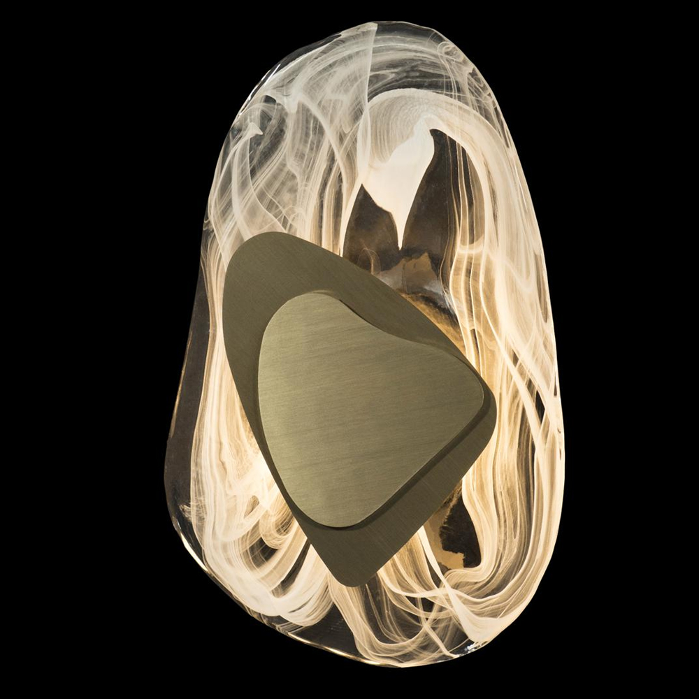 Бра овальное из стекла с золотым элементом Flow Texture