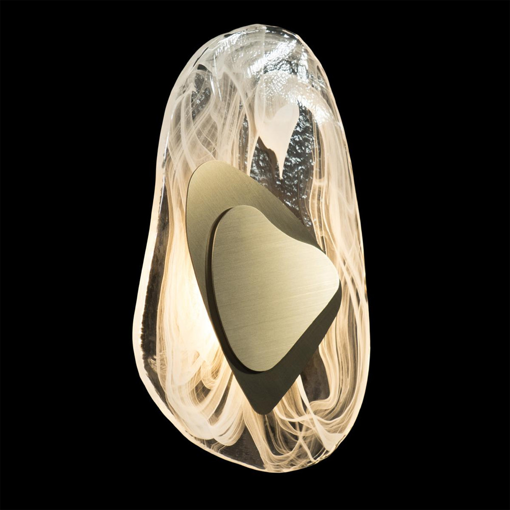Бра овальное из стекла с золотым элементом Flow Texture