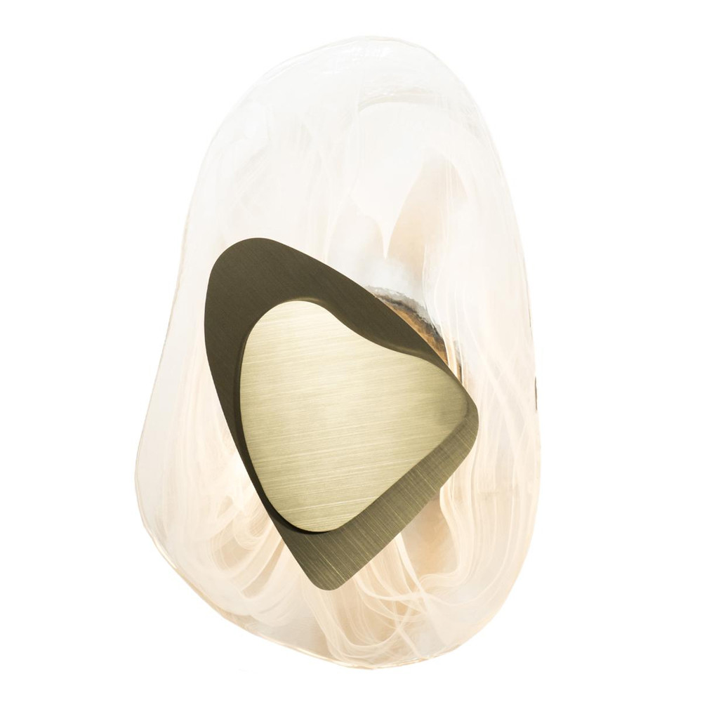 Бра овальное из стекла с золотым элементом Flow Texture
