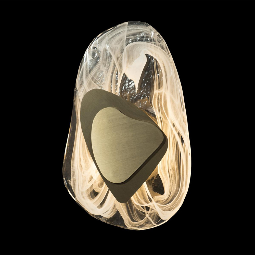 Бра овальное из стекла с золотым элементом Flow Texture