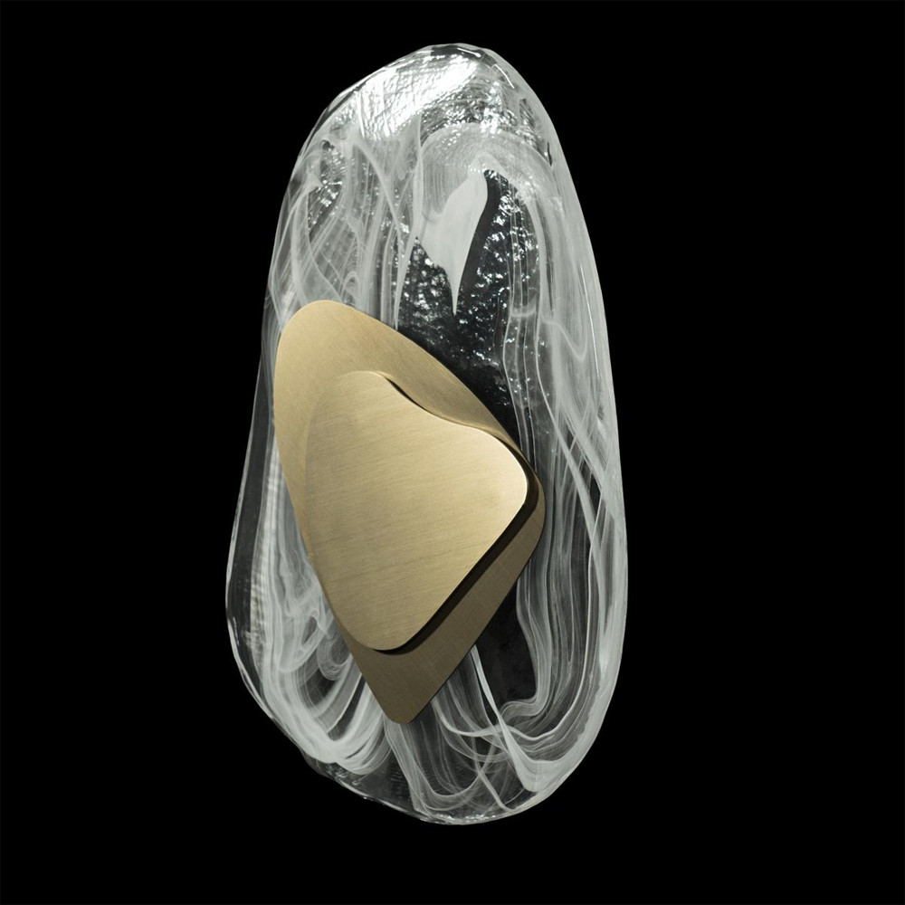 Бра овальное из стекла с золотым элементом Flow Texture
