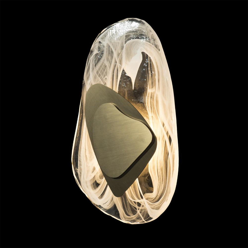 Бра овальное из стекла с золотым элементом Flow Texture