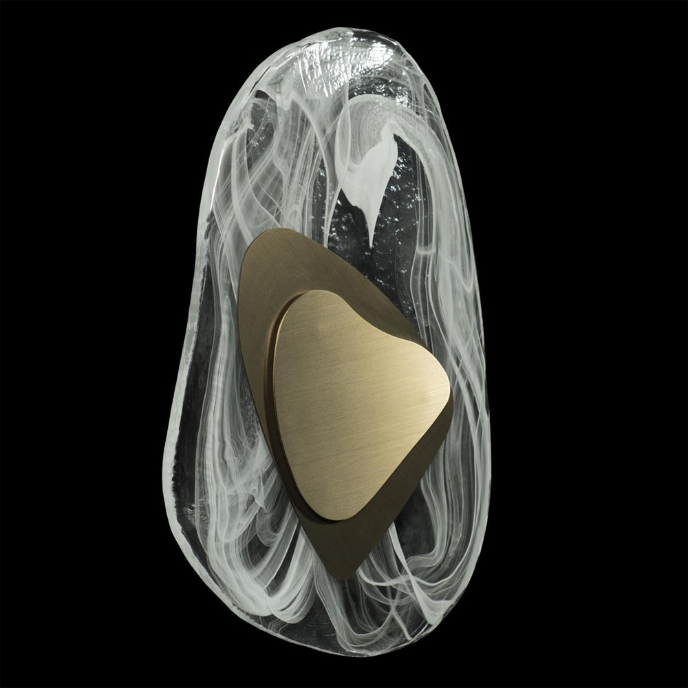 Бра овальное из стекла с золотым элементом Flow Texture