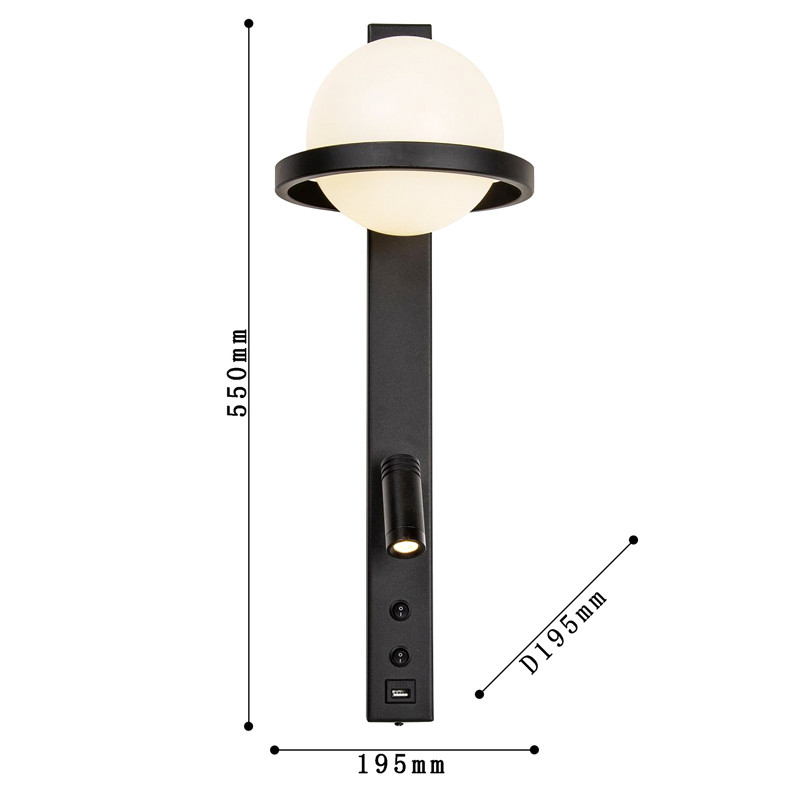 Бра Поворотный спот Pots light Черный