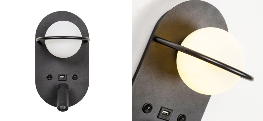 Бра Поворотный спот Pots light Черный Овал