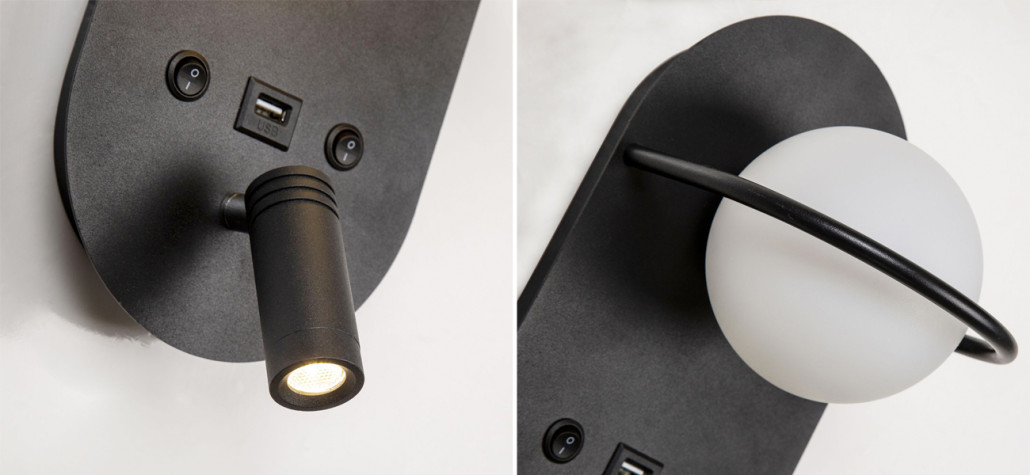 Бра Поворотный спот Pots light Черный Овал