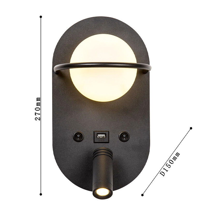 Бра Поворотный спот Pots light Черный Овал