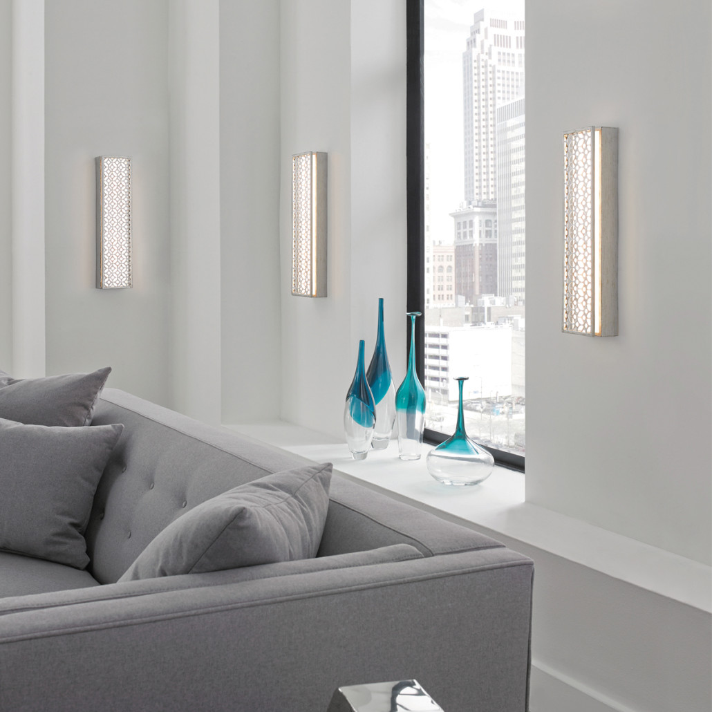 Бра прямоугольное в серебрянном цвете с ажурной решеткой Feiss