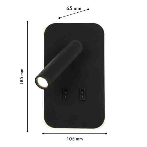 Бра прямоугольное с цилиндрическим спотом и выключателями Chelsom Limited