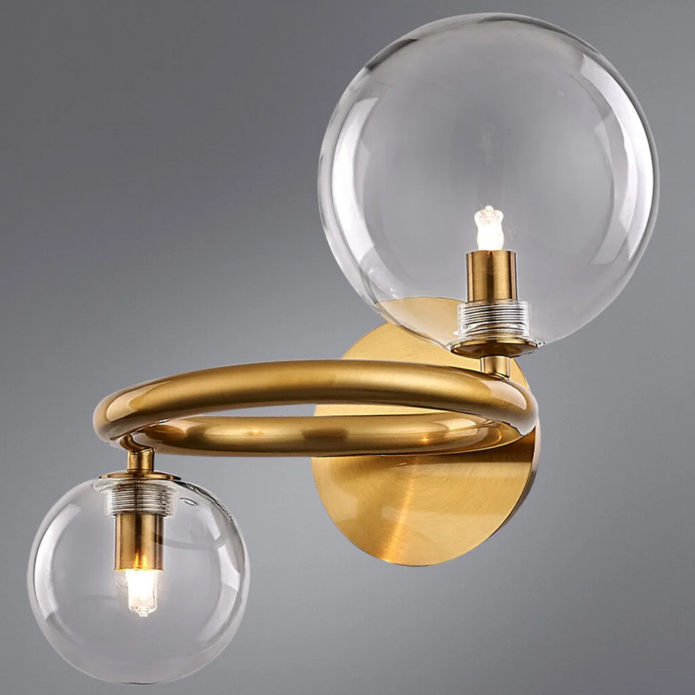 Бра с 2-мя стеклянными сферическими плафонами Arco Wall Lamp