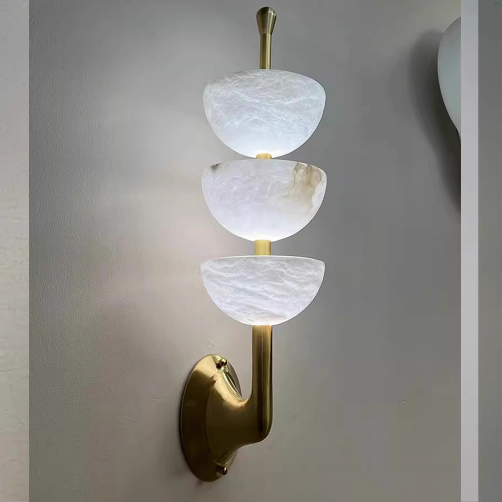 Бра с 3-мя мраморными плафонами в форме чаши Warm Marble Light