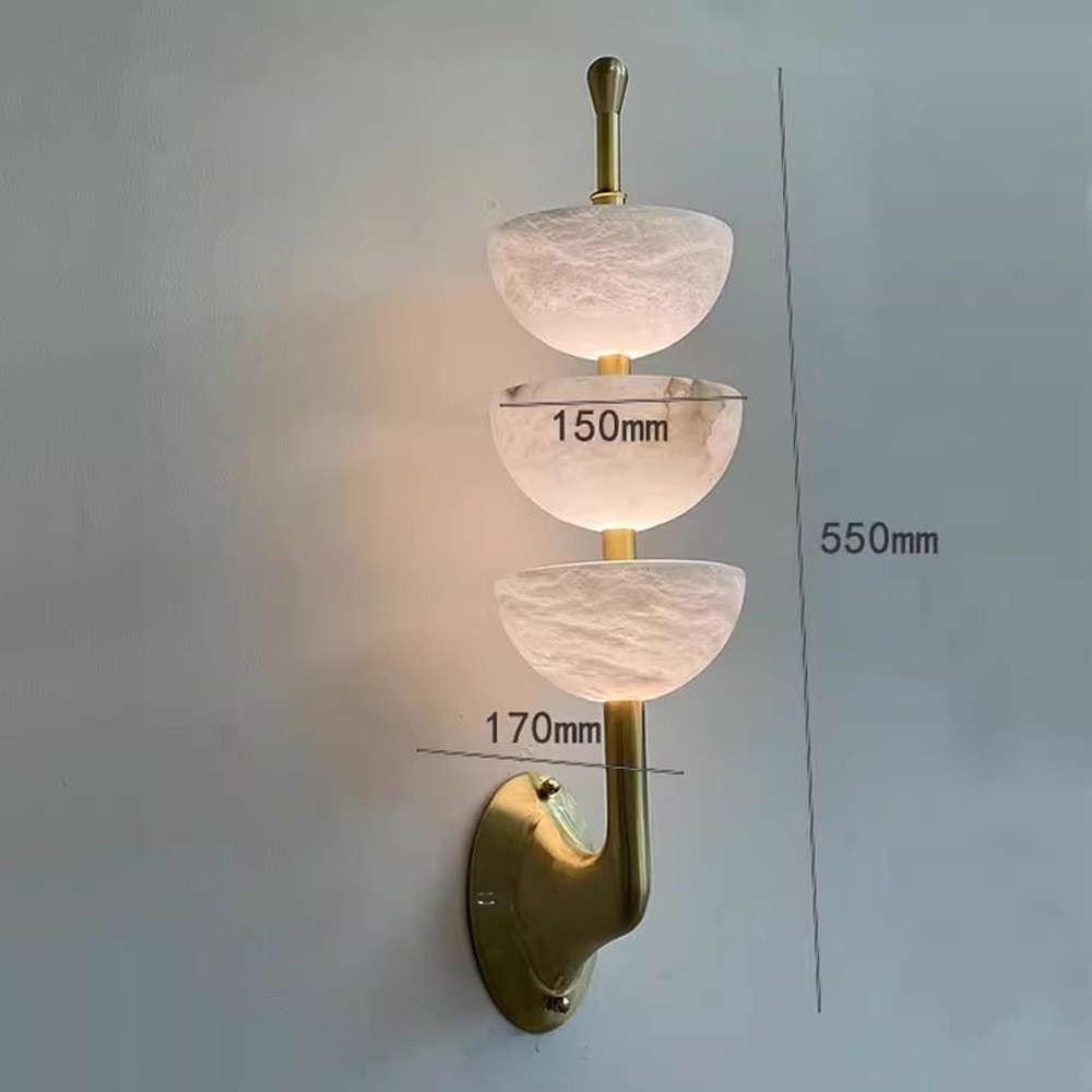 Бра с 3-мя мраморными плафонами в форме чаши Warm Marble Light
