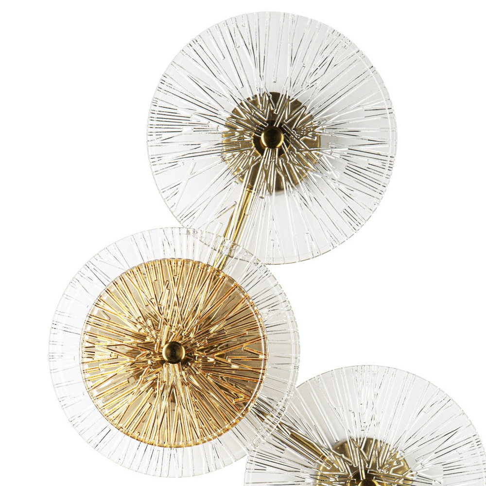 Бра с 4-мя плафонами в форме диска из рельефного коричневого стекла Decorative Four Glass Discs Wall Lamp