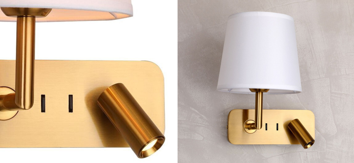 Бра с абажуром Trumpet Lamp Brass 2 лампы