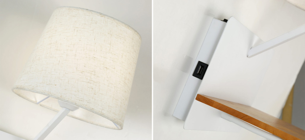 Бра с абажуром и гибким спотом Trumpet Wall White USB