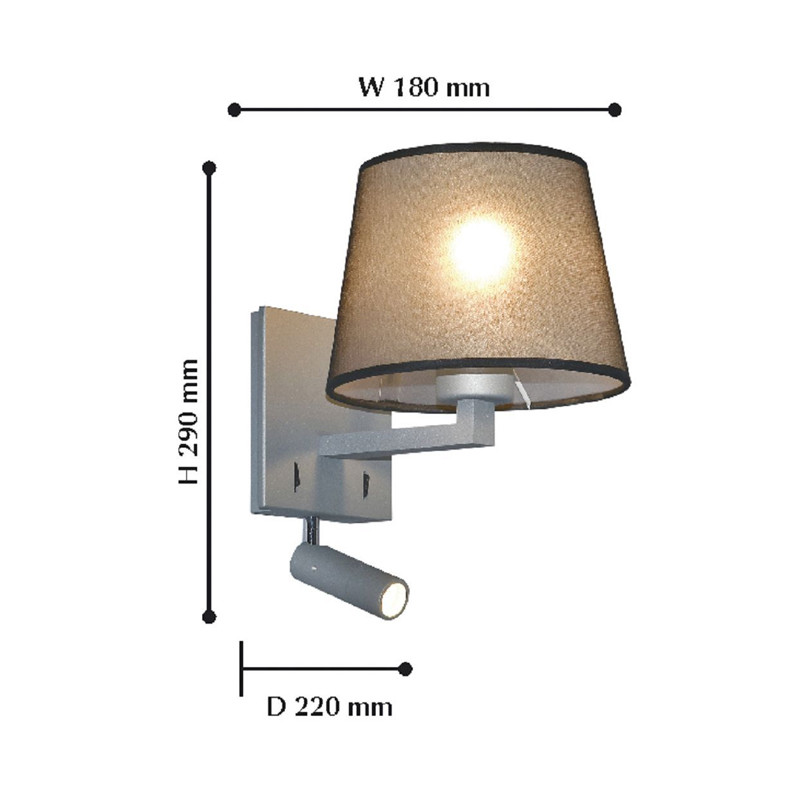 Бра с абажуром и поворотным спотом Trumpet Lamp Grey