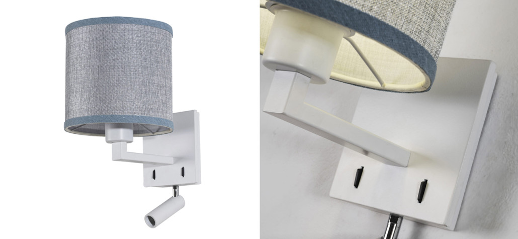 Бра с абажуром и поворотным спотом Trumpet Lamp White