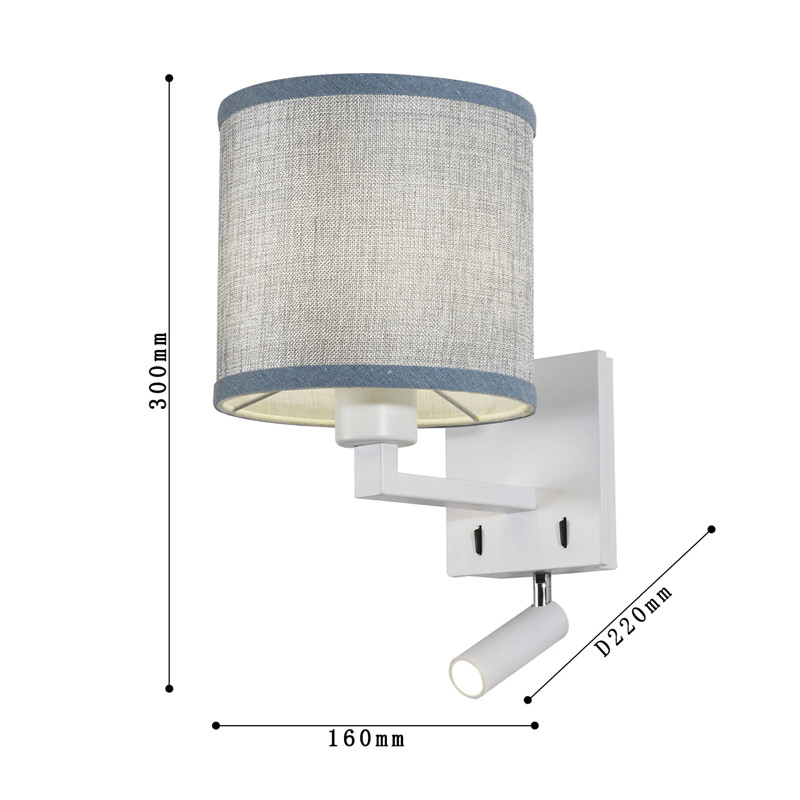 Бра с абажуром и поворотным спотом Trumpet Lamp White