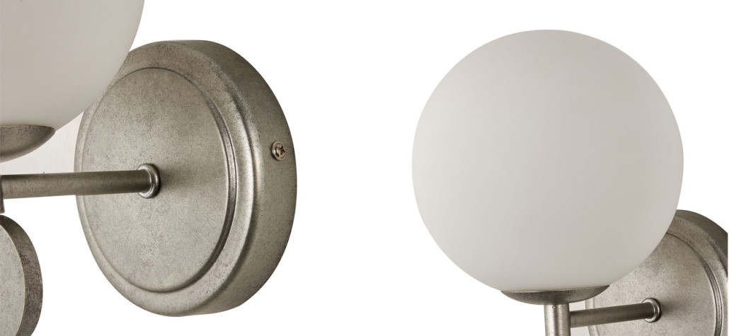 Бра с белым круглым плафоном Glowing Clouds Silver