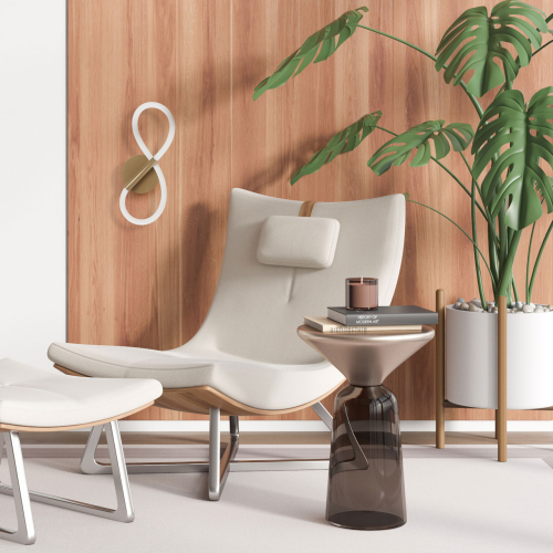 Бра с белым плафоном в форме восьмерки и круглым основанием Luke Lampco Tracer Lamp