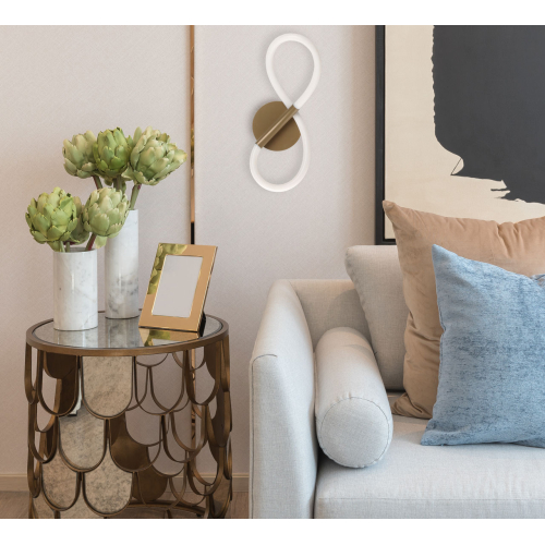 Бра с белым плафоном в форме восьмерки и круглым основанием Luke Lampco Tracer Lamp