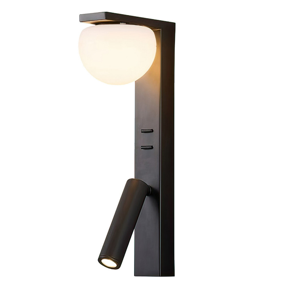 Бра с белым полусферическим плафоном и цилиндрическим поворотным спотом Trumpet Wall Lamp