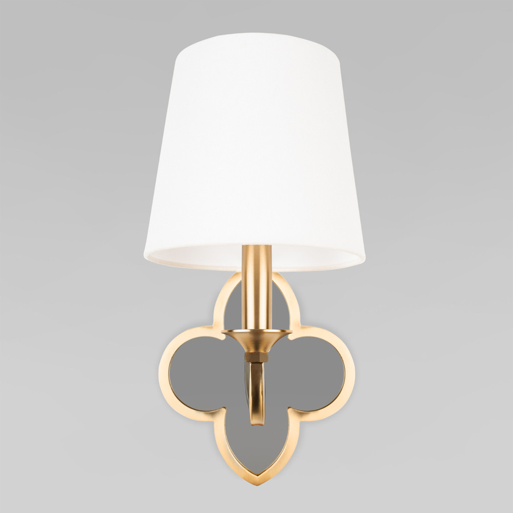 Бра с белым текстильным абажуром и фигурным основанием с зеркальной вставкой Vitorino