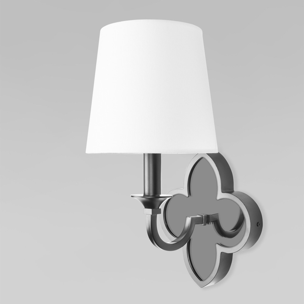 Бра с белым текстильным абажуром и фигурным основанием с зеркальной вставкой Vitorino