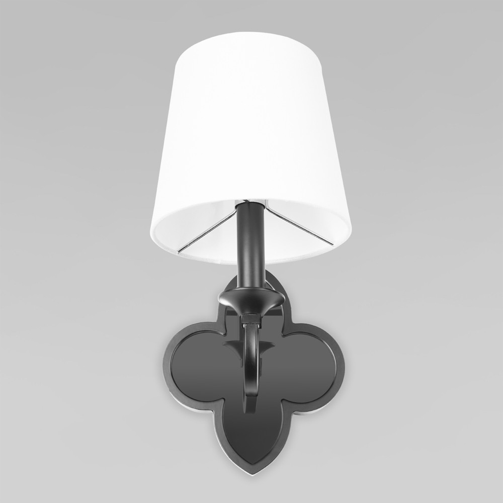 Бра с белым текстильным абажуром и фигурным основанием с зеркальной вставкой Vitorino