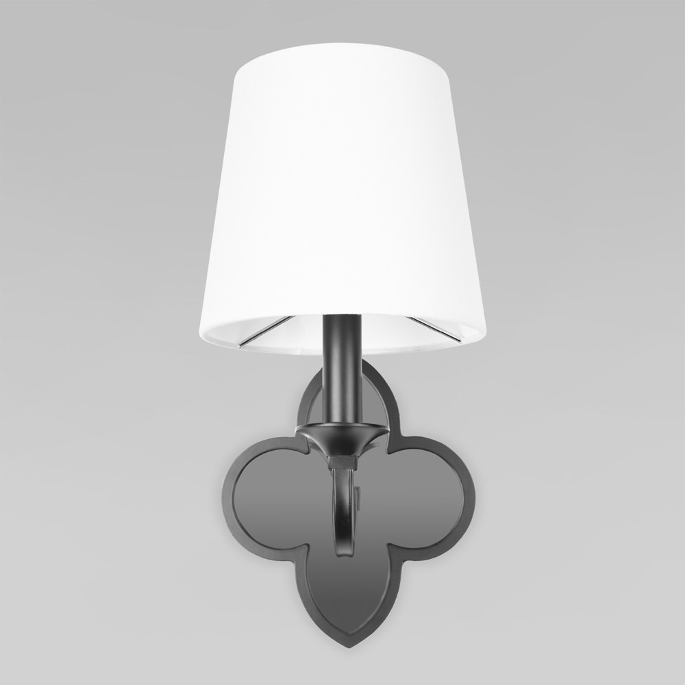 Бра с белым текстильным абажуром и фигурным основанием с зеркальной вставкой Vitorino