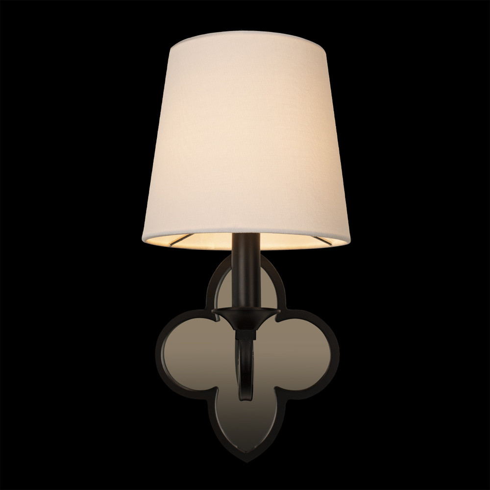 Бра с белым текстильным абажуром и фигурным основанием с зеркальной вставкой Vitorino