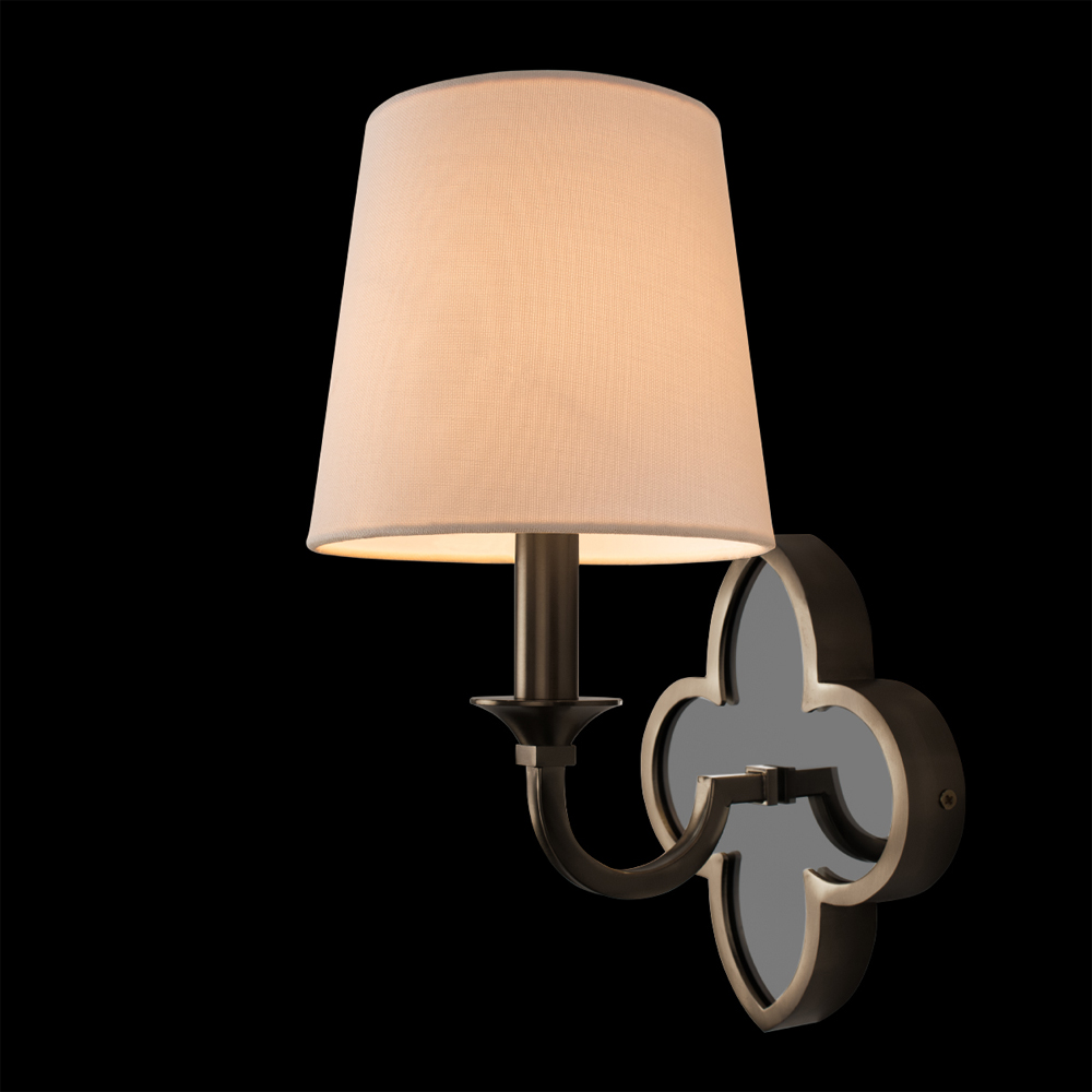 Бра с белым текстильным абажуром и фигурным основанием с зеркальной вставкой Vitorino