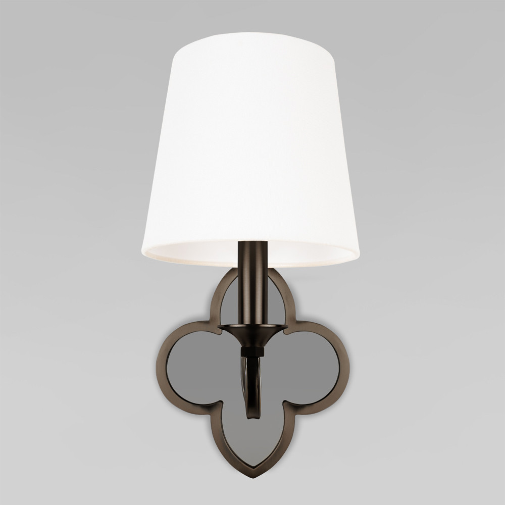 Бра с белым текстильным абажуром и фигурным основанием с зеркальной вставкой Vitorino